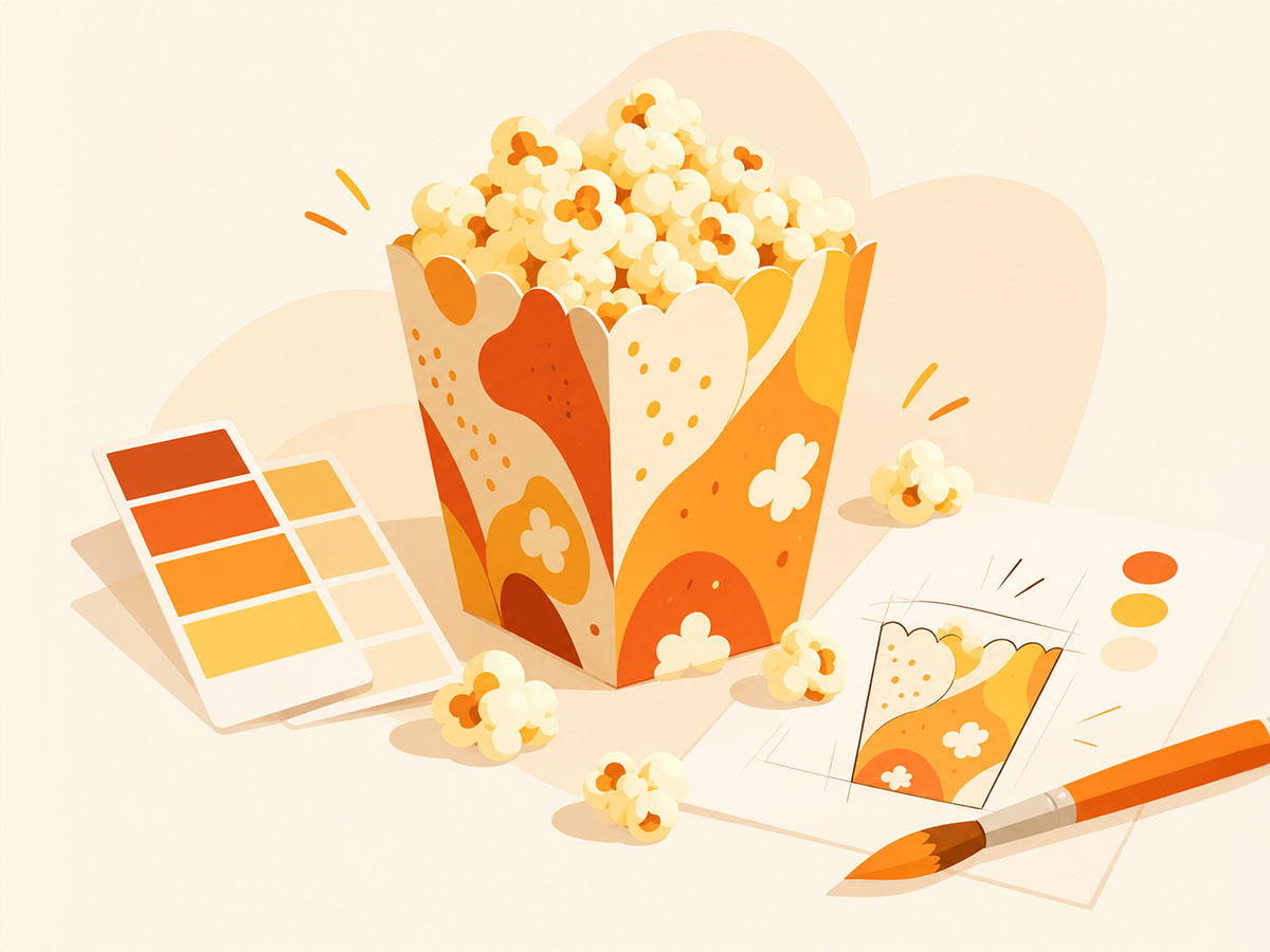 Design personnalisé d’une boîte à popcorn imprimée