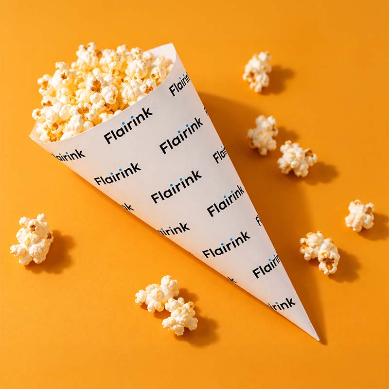 Cornet à popcorn en papier avec revêtement intérieur